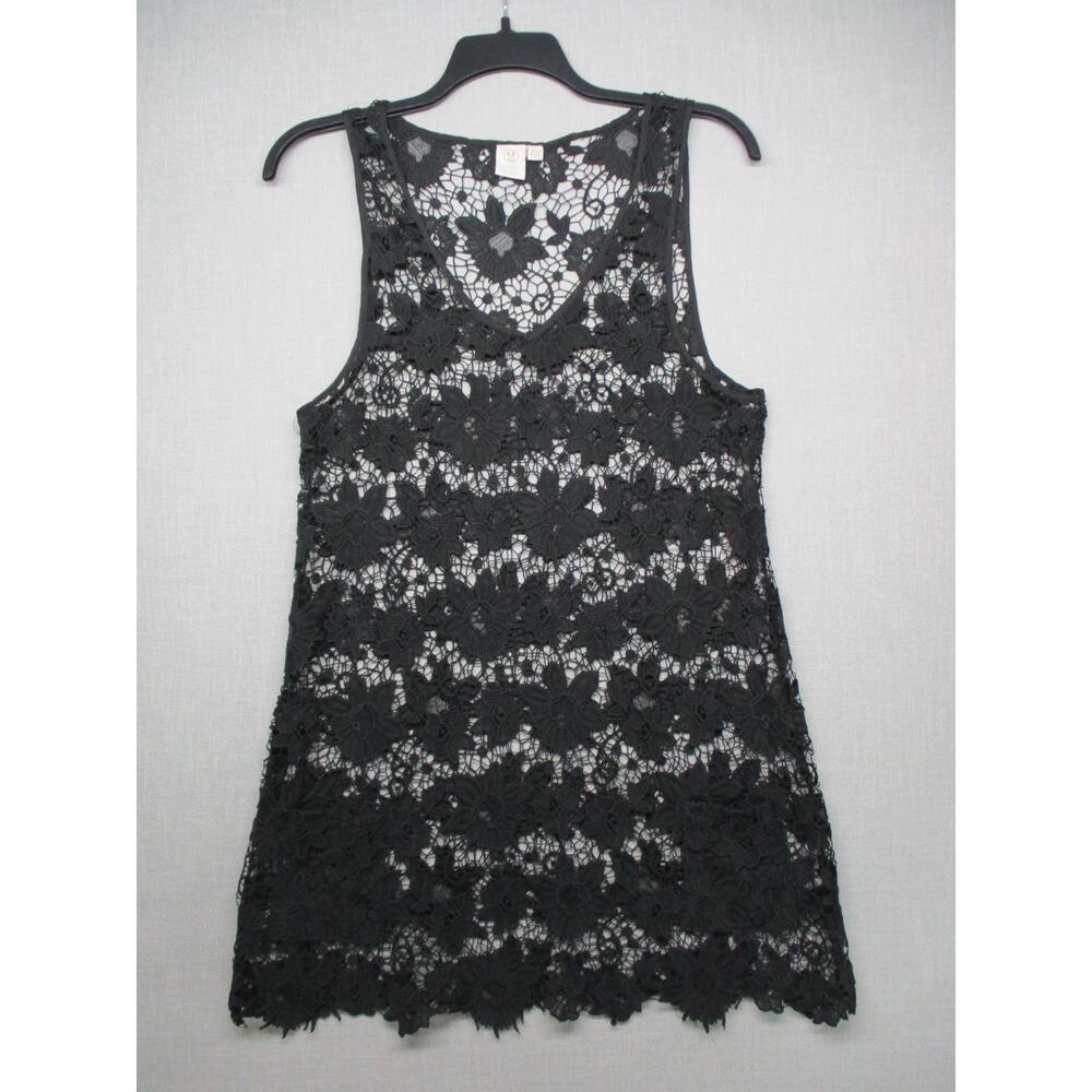 2 Chic Luxe Black Floral Lace Whimsigoth Sleeveless Tank Dress Womens Size O/S‎